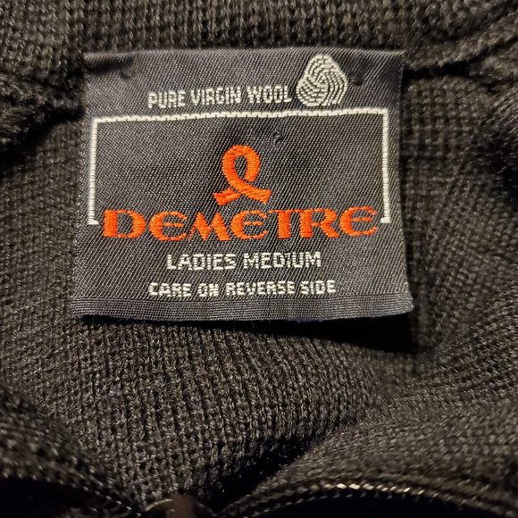 DEMETRE Pure Virgin Wool Black Aztec Trim Sweater Size M - Picture 7 of 8